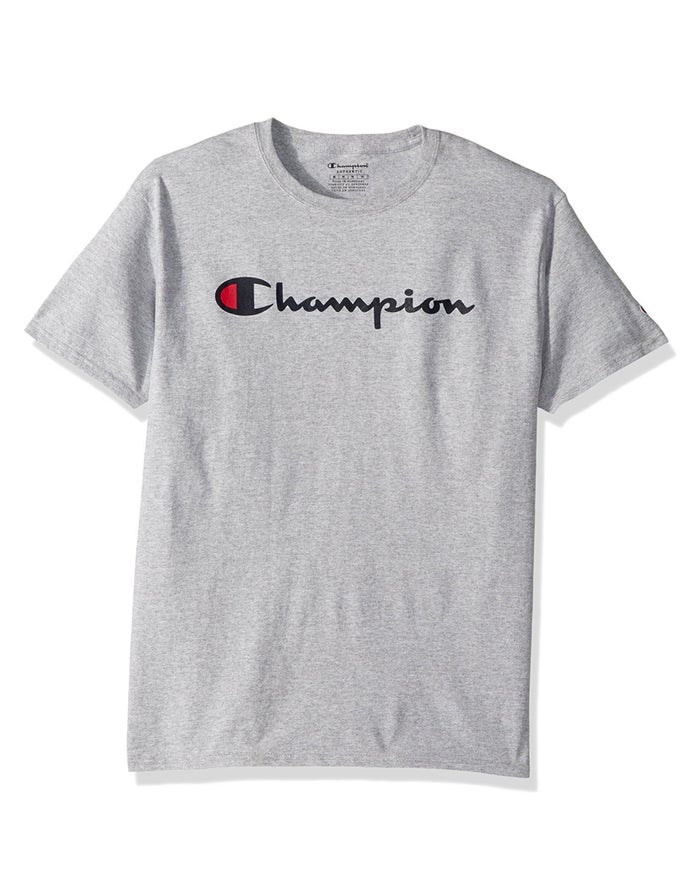 Champion Cotton Script Logo Erkek Çocuk Tişört Gri ( ZYITLF169 )